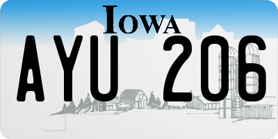 IA license plate AYU206
