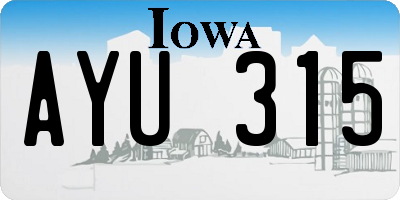 IA license plate AYU315