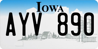 IA license plate AYV890