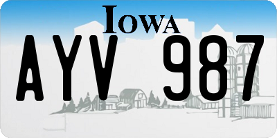IA license plate AYV987