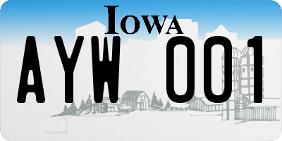 IA license plate AYW001