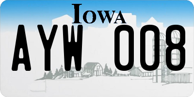 IA license plate AYW008