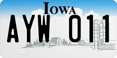 IA license plate AYW011
