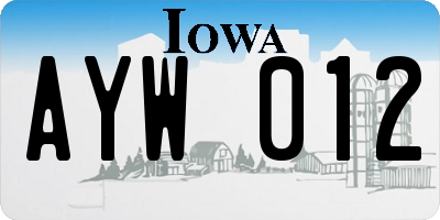 IA license plate AYW012