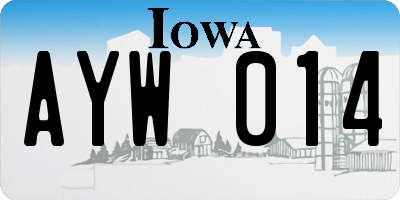 IA license plate AYW014