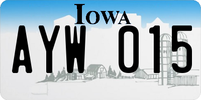 IA license plate AYW015