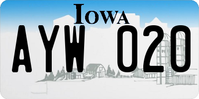 IA license plate AYW020
