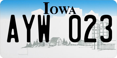 IA license plate AYW023