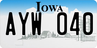 IA license plate AYW040