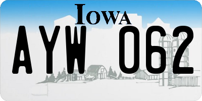 IA license plate AYW062
