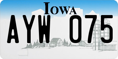 IA license plate AYW075