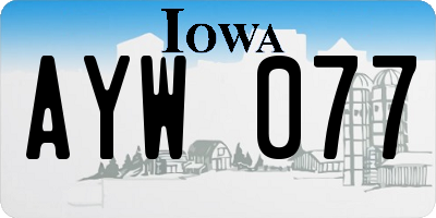 IA license plate AYW077