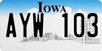 IA license plate AYW103