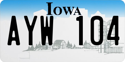IA license plate AYW104