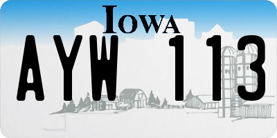 IA license plate AYW113