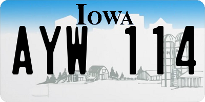 IA license plate AYW114