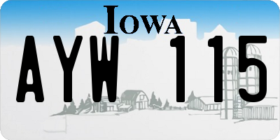 IA license plate AYW115