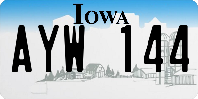 IA license plate AYW144