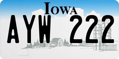 IA license plate AYW222
