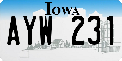 IA license plate AYW231