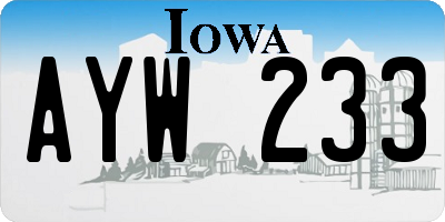 IA license plate AYW233