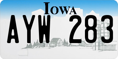 IA license plate AYW283
