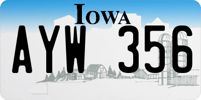 IA license plate AYW356