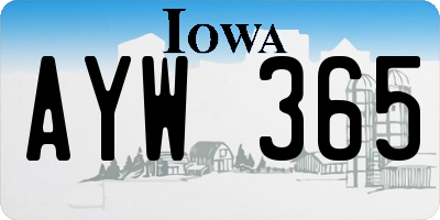 IA license plate AYW365