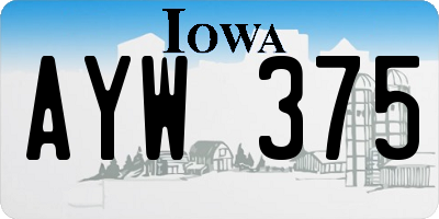 IA license plate AYW375