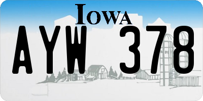 IA license plate AYW378