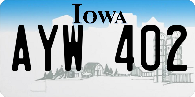 IA license plate AYW402