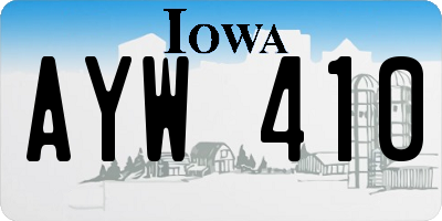 IA license plate AYW410