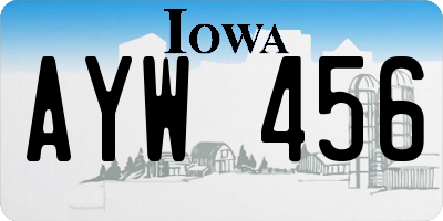 IA license plate AYW456