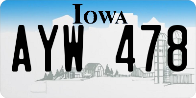 IA license plate AYW478