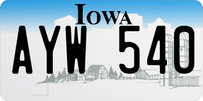 IA license plate AYW540