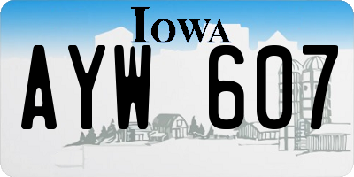 IA license plate AYW607
