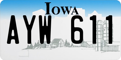 IA license plate AYW611