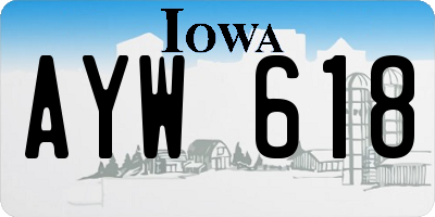 IA license plate AYW618