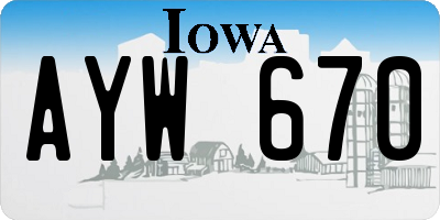 IA license plate AYW670