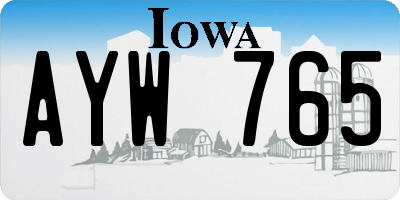 IA license plate AYW765