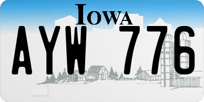 IA license plate AYW776