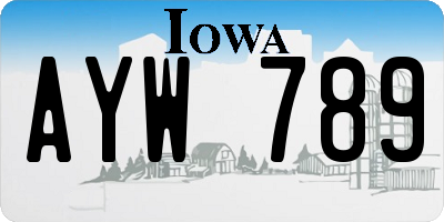 IA license plate AYW789