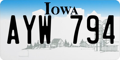 IA license plate AYW794