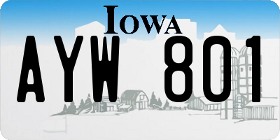 IA license plate AYW801