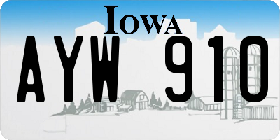 IA license plate AYW910