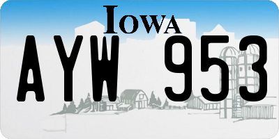 IA license plate AYW953