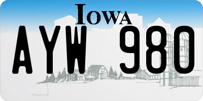 IA license plate AYW980