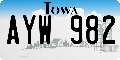 IA license plate AYW982
