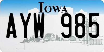 IA license plate AYW985