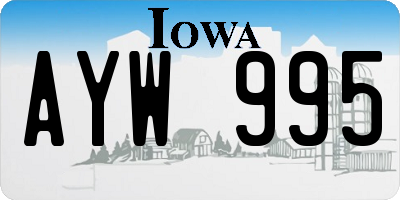 IA license plate AYW995